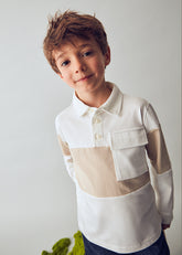 Polo Manga Larga Combinado Beige Mayoral Modelo